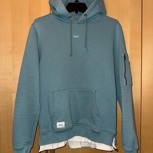 Muted Teal Hoodie with Drawstrings and Relaxed Fit